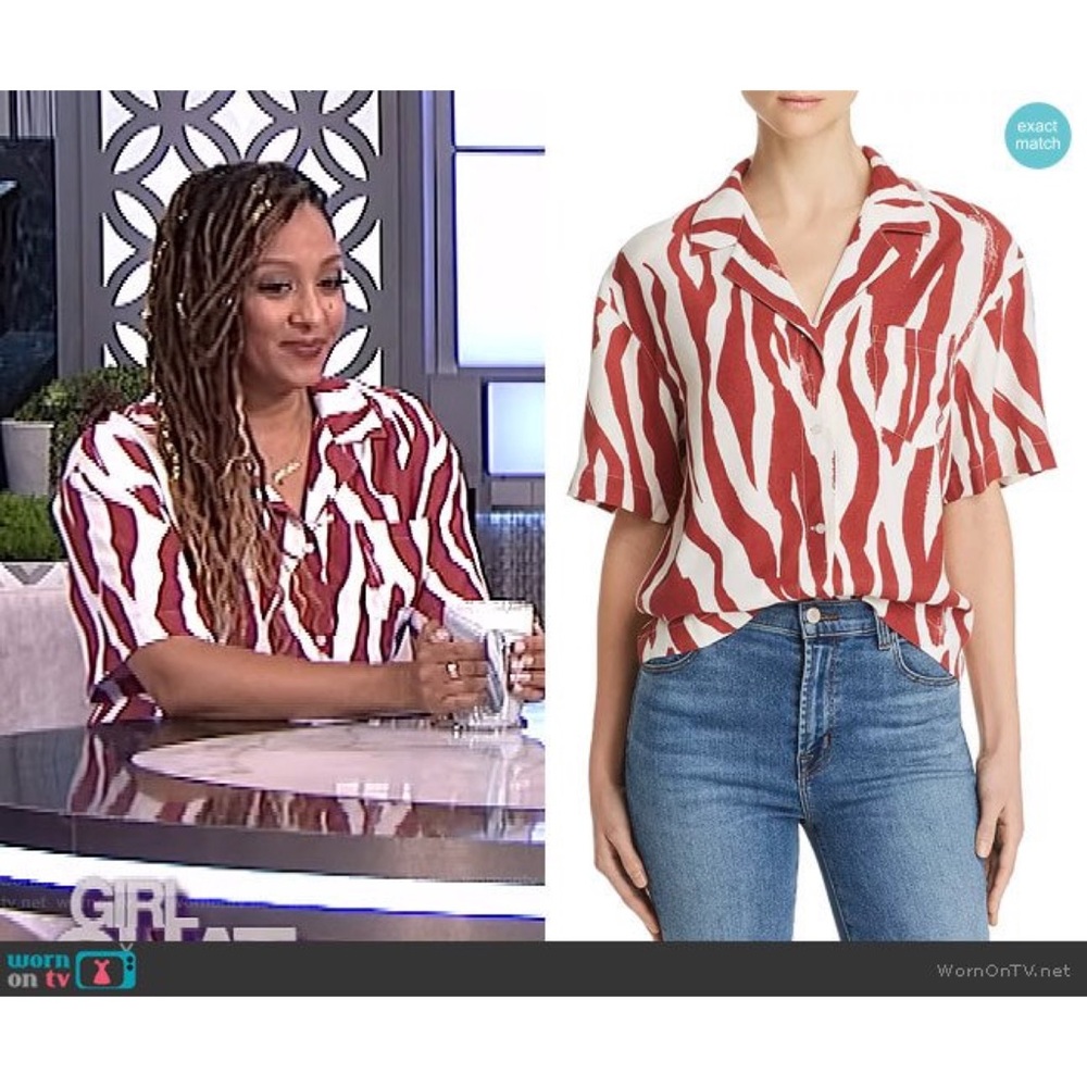 Anine Bing Benji Zebra Printed Button Down Short … - image 3